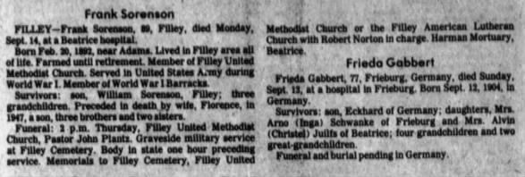 Frank Sorenson obituary